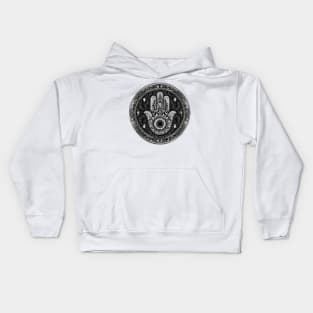 Black And White Hamsa Design Kids Hoodie